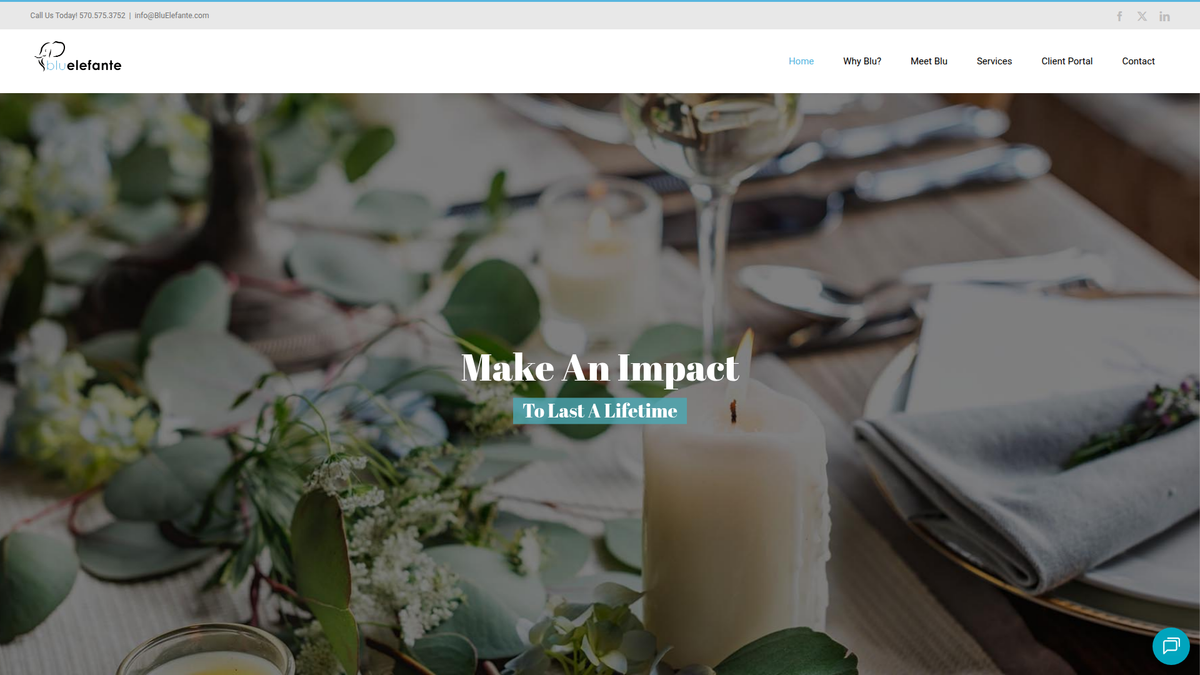 Blu elefante website screenshot