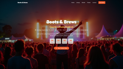 Boots and Brews Country Music Festival website screenshot