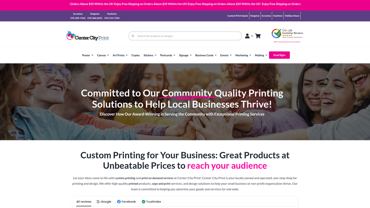 Center City Print website screenshot