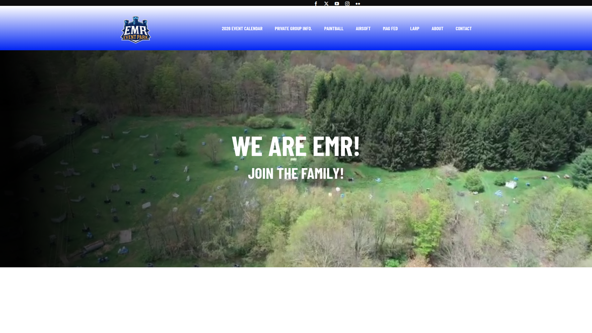 EMR Event Park website screenshot