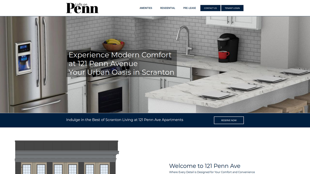 Lofts on Penn website screenshot