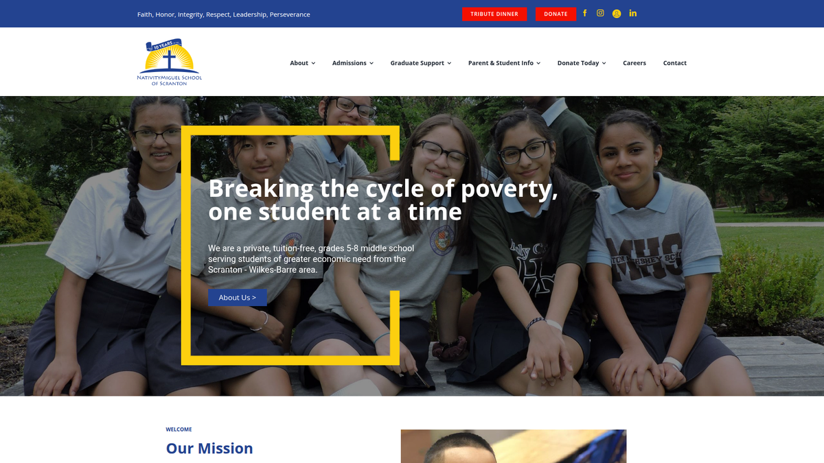 Nativity Miguel Scranton website screenshot