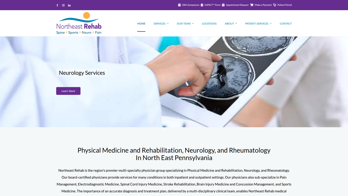 NE Rehab website screenshot