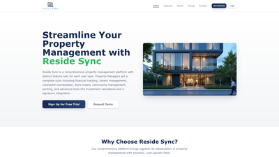 Reside Sync website screenshot