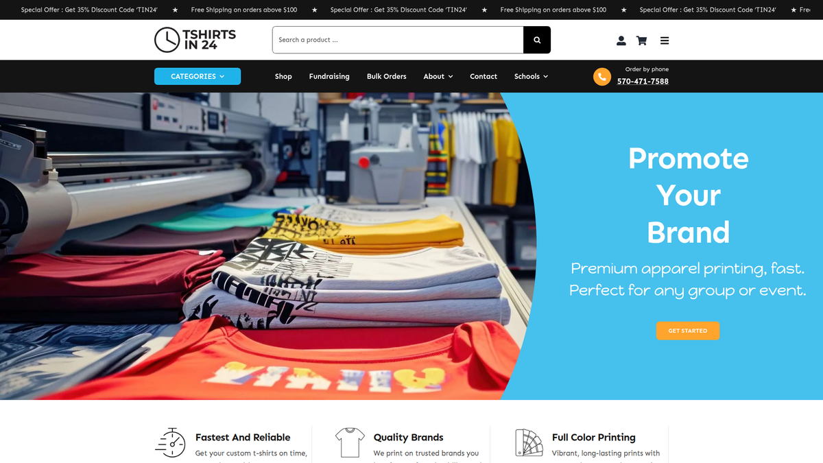 T-Shirts in 24 website screenshot