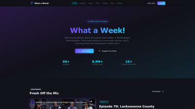 What A Week Podcast website screenshot